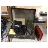 Vintage luggage case, photo keepsake box, metal Vintage luggage case, photo keepsake box, metal