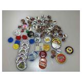 Large collection of pin back buttons. Large collection of pin back buttons.