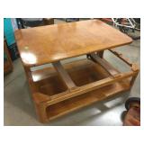 Oak pop up coffee table and side table set