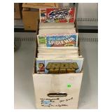 Box of bagged and boarded comic books.