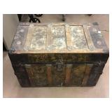 Antique Travel Trunk Chest with Orig. Insert - Antique Travel Trunk Chest with Orig. Insert -
