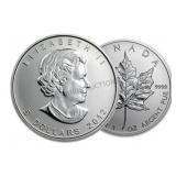 2 Silver 999 Maple Leaf Rounds 1 Oz Each