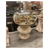 Capodimonte Glass Top Table with Porcelain