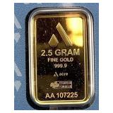 2.5 Grams Gold Bar 999 Acre Gold