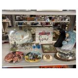 Collectible plates, assorted household decor. Collectible plates, assorted household decor.