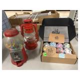 Bath bombs, lantern and candy/ bubble gum machine Bath bombs, lantern and candy/ bubble gum machine