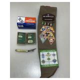 Vintage brownie pins and patches on sash, Vintage brownie pins and patches on sash,