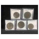 5-ottoman Empire Turkey Copper Piastres Yr1277 5-ottoman Empire Turkey Copper Piastres Yr1277