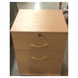 Wood 2 Drawer Filing Cabinet with Key on wheels