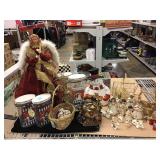 Assorted new holiday decor items. Nativity,