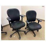 Pair Rolling Office Chairs - Adjustable Armrests