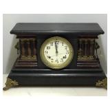 Wood Mantle Clock w/ Key 19x8x10.5