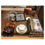 Dishes, kitchenware, tin box and more.