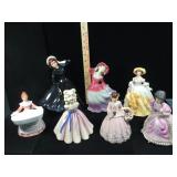7 1950s pottery Ladies, inc Squire Ceramics,