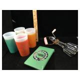 Vintage items inc 4 sparkly  glasses, pink handle