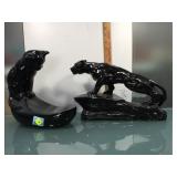 Black 1950s pottery Panther figure with a black