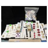 Group of carded button sets, plus a bag full of