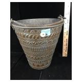 Persian hammered pail bucket w/ silver wash,