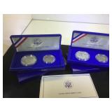 2- 1986 US LIBERTY COIN SETS,W/ Silver Dollars &
