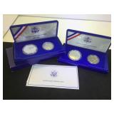 2- 1986 Liberty Coun Sets w/ Silver Dollars & coa