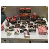 Lot of Coca Cola Christmas decorations in boxes