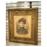 Antique color touched photo of a Lady in hat,