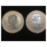 2- 1/2 oz, .9999 Silver Canadian Coins, 2 x$