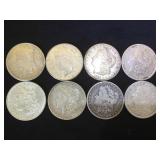 8- MORGAN & Peace Silver Dollars, 8 x $