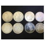 8- MORGAN SILVER DOLLARS, 8 x $