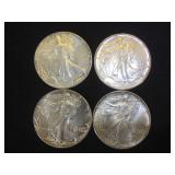 4- AMERICAN SILVER EAGLES, 4 x $