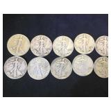 10- SILVER WALKING LIBERTY HALF DOLLARS, 10 x$