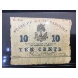 1863 State of South Carolina  10 cents Obsolete