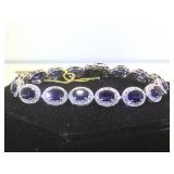 14k White Gold cast Sapphire & Diamond bracelet,