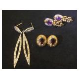 3- pairs of sterling earrings,w/ various