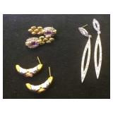 3- pairs of sterling earrings w/ various