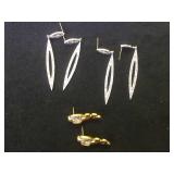 3- pairs of sterling earrings w/ various