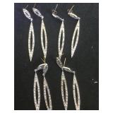 4- pairs of sterling earrings w/ clear gemstones