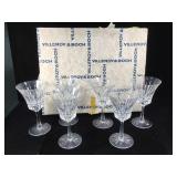 Set of Villeroy Boch cut crystal stems, mint in