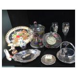 Clear enameled glassware, with a Sambonet deco