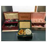 4 jewelry boxes w/costume jewelry