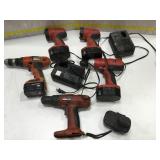 Lot of drills w/batteries and chargers