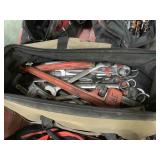 Tool bag with Heavy-duty pipe wrenches and large