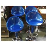 4  metal based blue adjustable bar stools