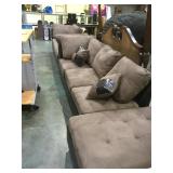 3- piece  brown microfiber sectional w/ pillows