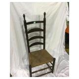 Antique ladderback chair, rush seat