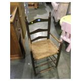 Antique youth chair, splint seat, ladder back