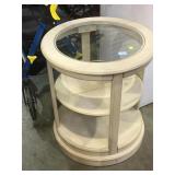 3- tiered round wood base w/ glass top occasional