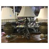 2- matching ceramic based lamps & 1 metal base