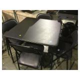 Black padded card table w/ 4- chairs