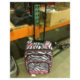 Zebra striped luggage  w/ handle